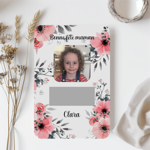 Carte à gratter bonne fête maman personnalisé avec photo, carte cadeau originale, carte message personnalisé