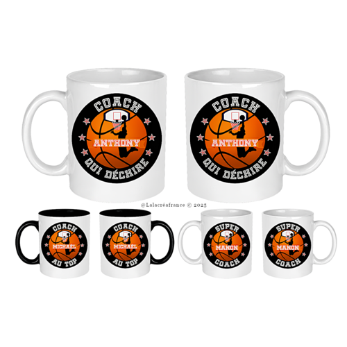 Mug coach de basket à personnaliser, entraineur de basket