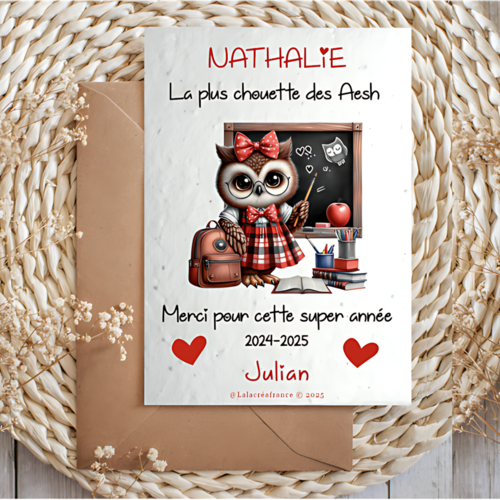 Carte à planter aesh personnalisée, la plus chouette des aesh, merci pour cette super année 2024-2025