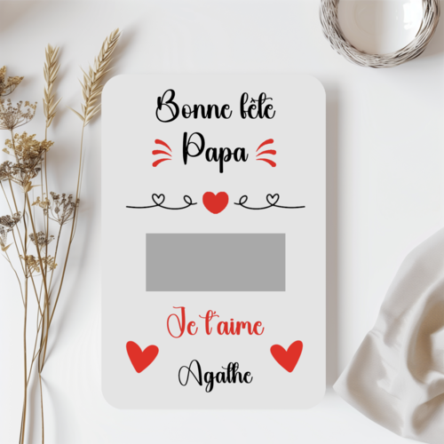 Carte à gratter bonne fête papa personnalisé, carte cadeau originale, carte message personnalisé