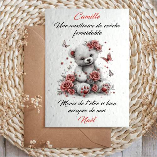 Carte à planter auxiliaire de crèche personnalisée