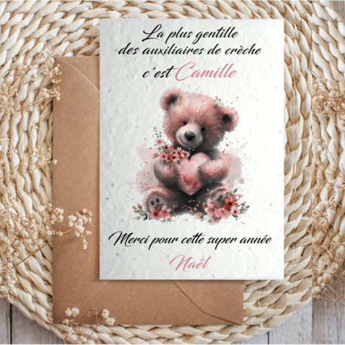 Carte à planter auxiliaire de crèche personnalisée