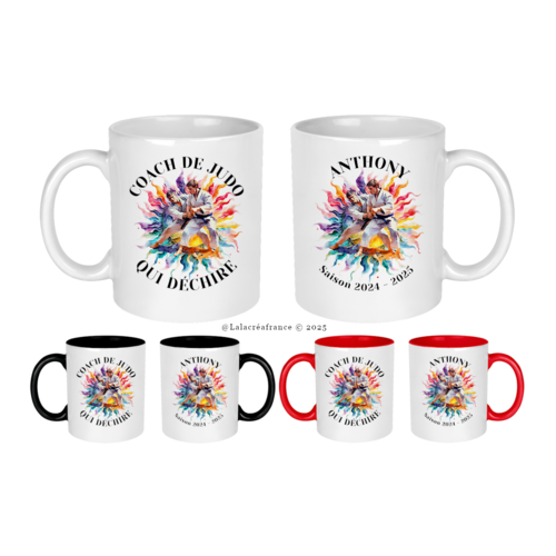 Mug coach de judo personnalisé