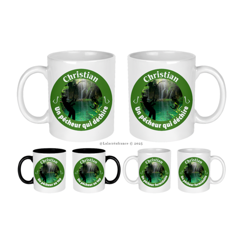 Mug pêcheur à personnaliser, modèle au choix, tasse personnalisée passionné de pêche