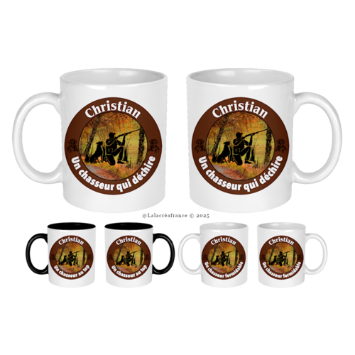 Mug chasseur à personnaliser, modèle au choix, tasse personnalisée passionné de chasse