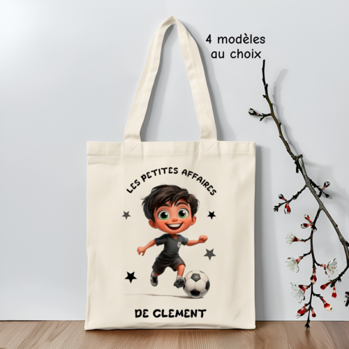 Tote bag enfant personnalisé, sac de foot pour fille ou garçon, modèles au choix