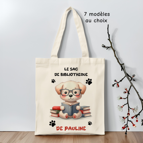 Sac de bibliothèque pour enfant personnalisé, tote bag pour livre