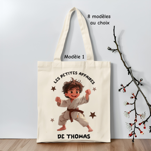 Tote bag enfant judo personnalisé, sac de judo fille ou garçon, modèles au choix