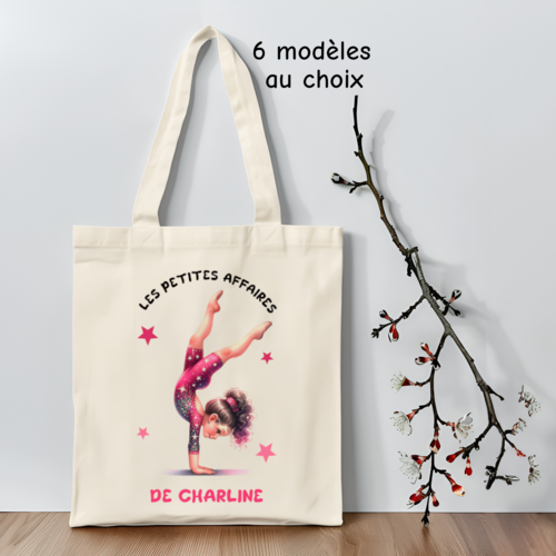 Tote bag gym personnalisé, sac de gym fille avec prénom