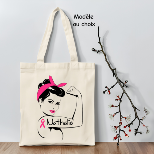 Tote bag octobre rose personnalisé – sac fourre-tout sensibilisation cancer du sein