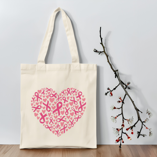 Tote bag octobre rose personnalisé – sac fourre-tout sensibilisation cancer du sein