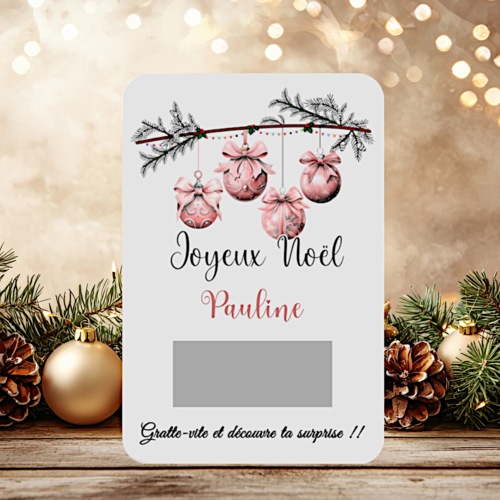 Carte de noël à gratter personnalisée – ajoutez votre message caché