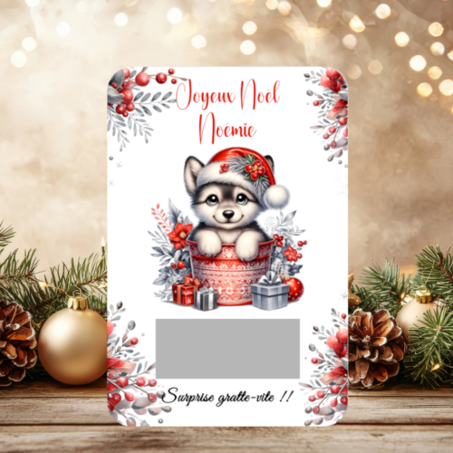 Carte à gratter noël enfant personnalisée – cadeau original avec message secret