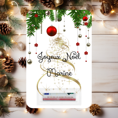 Porte-billet personnalisé en bois ou en carton – carte cadeau original pour noël pour offrir argent