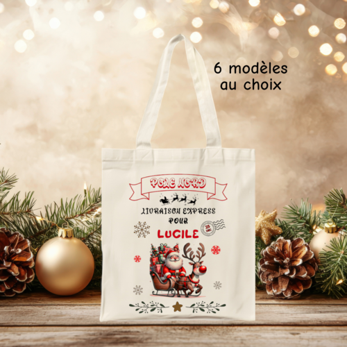 Tote bag de noël personnalisé enfant – sac livraison spéciale père noël