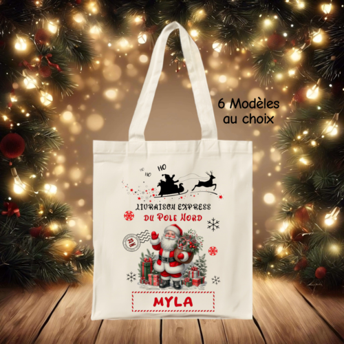 Tote bag de noël personnalisé enfant – sac livraison spéciale père noël