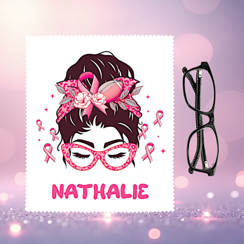 Essuie lunettes personnalisé octobre rose - chiffon microfibre 15 x 18 cm