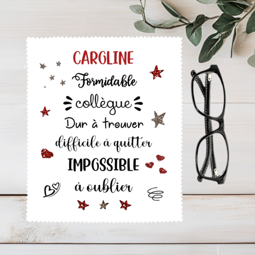 Essuie lunettes collègue personnalisé – idée cadeau collègue original - chiffon microfibre 15 x 18 cm