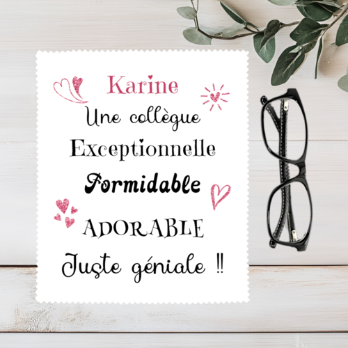 Essuie lunettes collègue personnalisé – idée cadeau collègue original - chiffon microfibre 15 x 18 cm