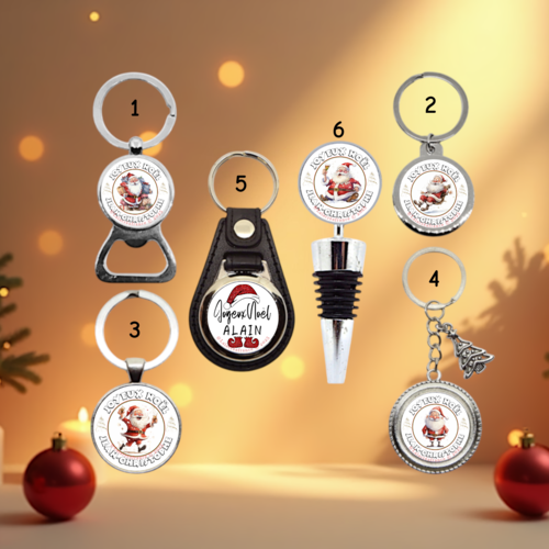 Porte clés, décapsuleur, bouchon joyeux noël à personnaliser - cadeau noël pour amis, collègue, famille, secret santa