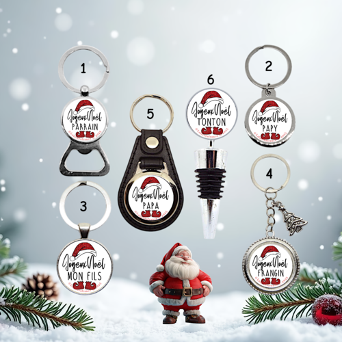 Porte clés, décapsuleur, bouchon joyeux noël - cadeau noël pour gendre, neveu, cousin, beau-frère...