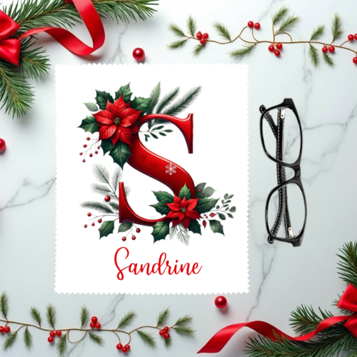 Essuie lunettes de noël personnalisé avec prénom – cadeau original - chiffon microfibre 15 x 18 cm - pour homme, femme, enfant