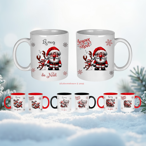 Mug père noël personnalisé –  tasse céramique festive – cadeau original et unique pour garçon ou fille