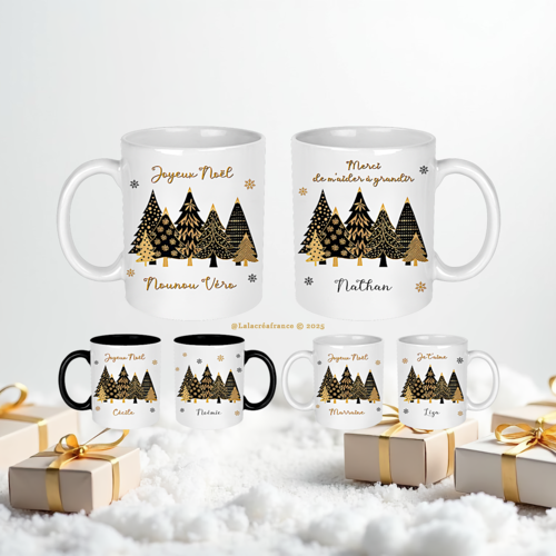 Mug noël personnalisé avec prénom – joyeux noël – cadeau original pour maman, papa, mamie, maîtresse