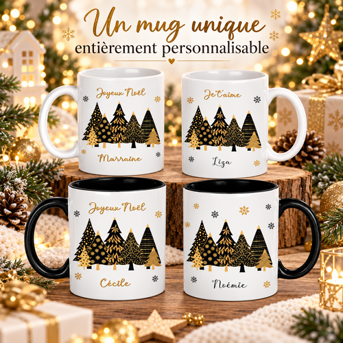 Mug noël personnalisé avec prénom – joyeux noël – cadeau original pour maman, papa, mamie, maîtresse