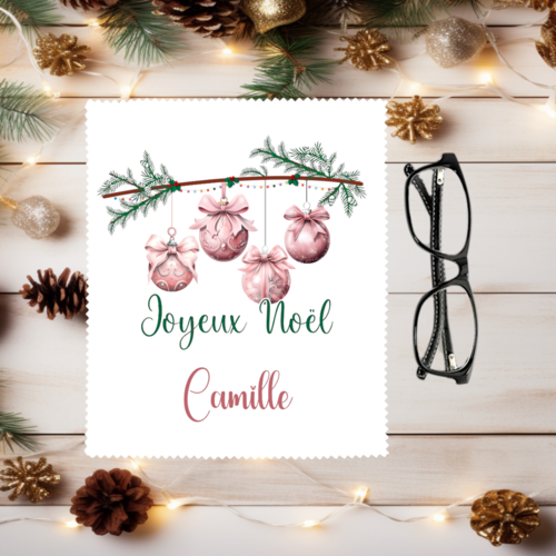 Essuie lunettes de noël personnalisé avec prénom ou texte – cadeau original - chiffon microfibre 15 x 18 cm - pour homme, femme, enfant