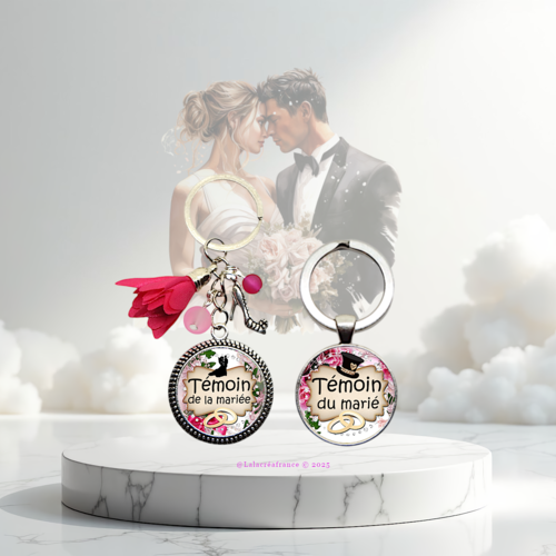 Porte-clés témoin de mariage, "témoin de la mariée" - "témoin du marié" - cadeau témoin, idée cadeau mariage, remerciement