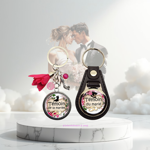 Porte-clés témoin de mariage, "témoin de la mariée" - "témoin du marié" - cadeau témoin, idée cadeau mariage, remerciement