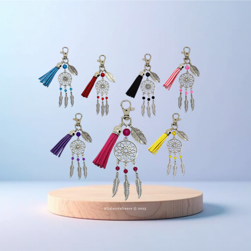 Porte-clés attrape-rêves fait main | bijou de sac bohème | cadeau porte-bonheur
