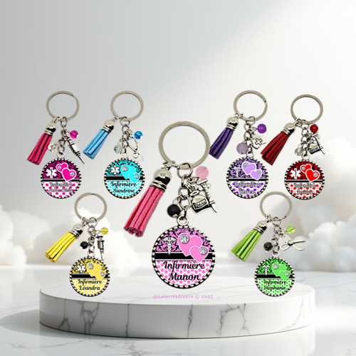 Porte-clés infirmière personnalisé – cadeau aide-soignante, ash ou collègue – diplôme, retraite ou remerciement