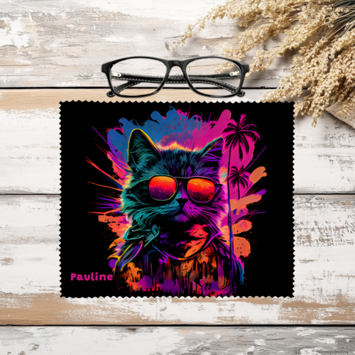 Essuie-lunettes chat personnalisé – petit cadeau original pour amoureux des chats, microfibre douce pour lunettes et écrans