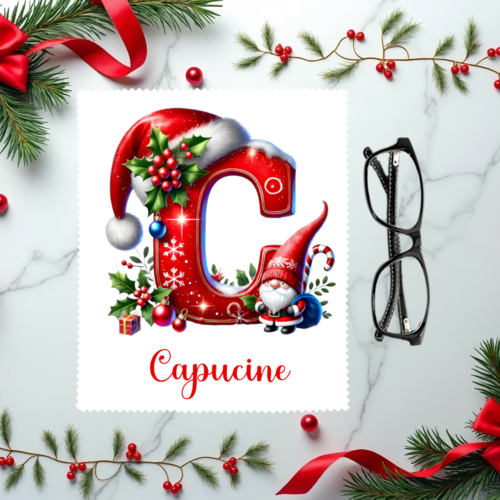 Essuie lunettes de noël personnalisé avec prénom – cadeau original - chiffon microfibre 15 x 18 cm - pour homme, femme, enfant