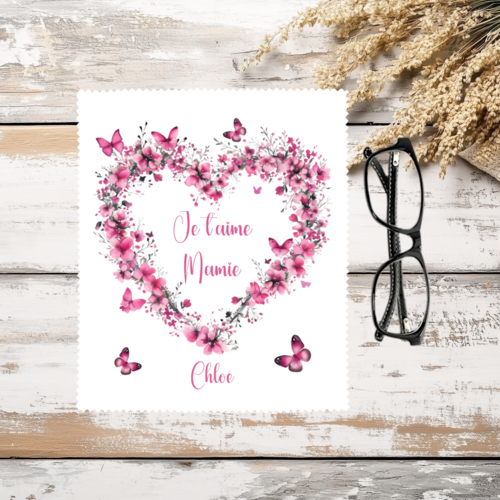 Essuie lunettes personnalisé au prénom ou texte de votre choix – cadeau original - chiffon microfibre 15 x 18 cm - pour dire je t'aime