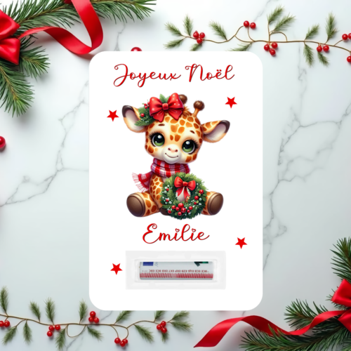 Porte-billets noël personnalisé pour enfant – animaux de noël – cadeau enfant