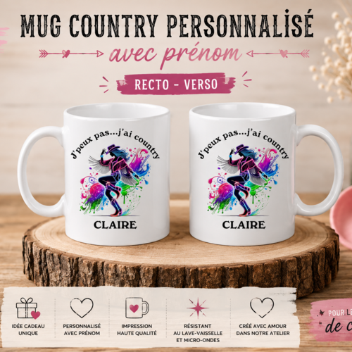 Mug personnalisé “j’peux pas, j’ai country” • cadeau country