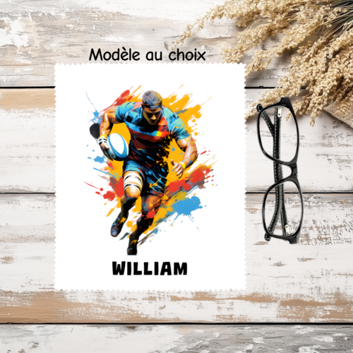 Essuie-lunettes personnalisé rugby • cadeau coach rugby • lingette microfibre personnalisée • idée cadeau entraîneur