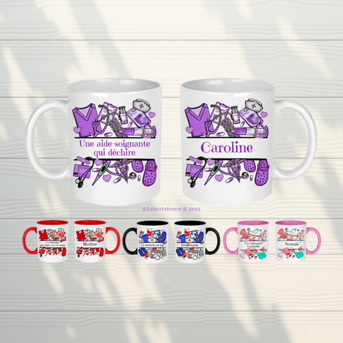 Mug infirmière personnalisé – cadeau aide-soignante, ash, médecin – tasse médicale prénom soignant