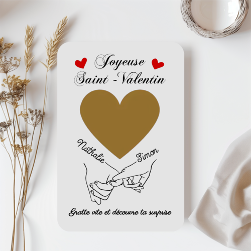 Carte à gratter saint-valentin personnalisée - cadeau couple