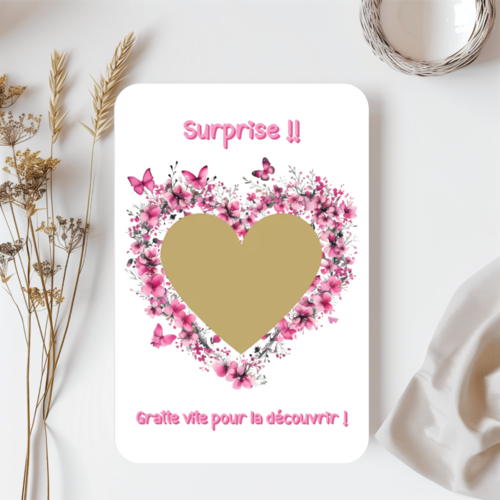 Carte à gratter personnalisée – message caché surprise – carte originale annonce spéciale, grossesse, demande marraine