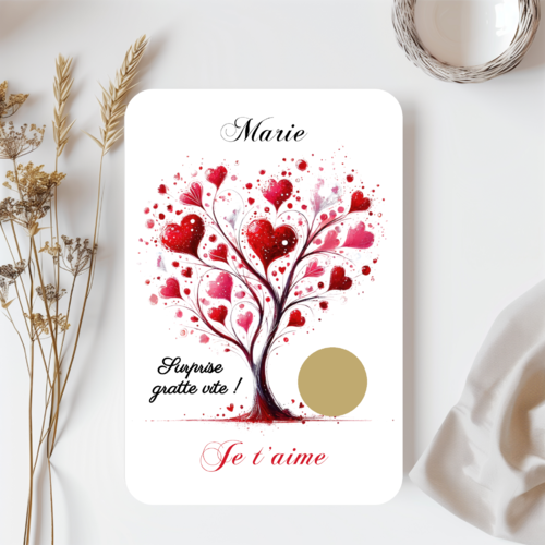 Carte à gratter personnalisée – message caché surprise – carte originale annonce spéciale, fête des mères, saint-valentin