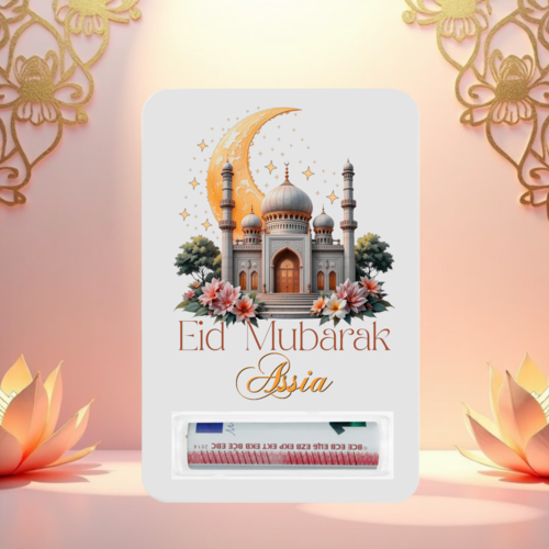 Carte cadeau aïd moubarak personnalisée – porte-billet avec prénom