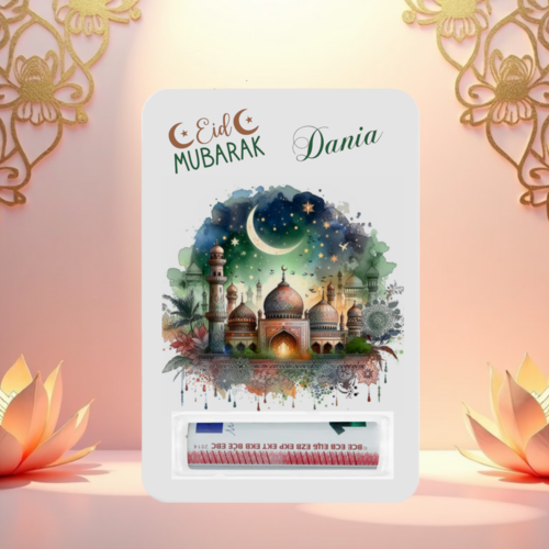 Carte cadeau aïd moubarak personnalisée – porte-billet avec prénom