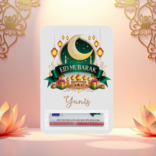 Carte cadeau aïd moubarak personnalisée – porte-billet avec prénom