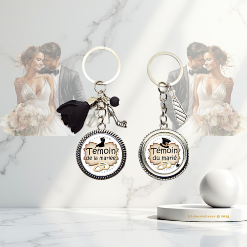 Porte-clés témoin de mariage – "témoin de la mariée", "témoin du marié" – cadeau témoin, idée cadeau mariage, remerciement