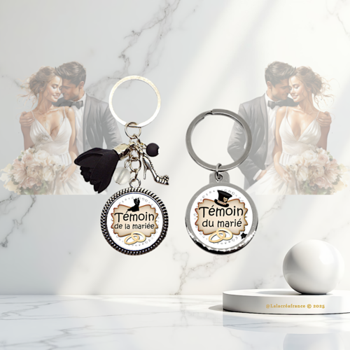Porte-clés témoin de mariage, "témoin de la mariée" - "témoin du marié" - idée cadeau mariage, remerciement