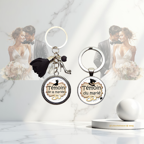 Porte-clés témoin de mariage, "témoin de la mariée" - "témoin du marié" - cadeau témoin, idée cadeau mariage, remerciement